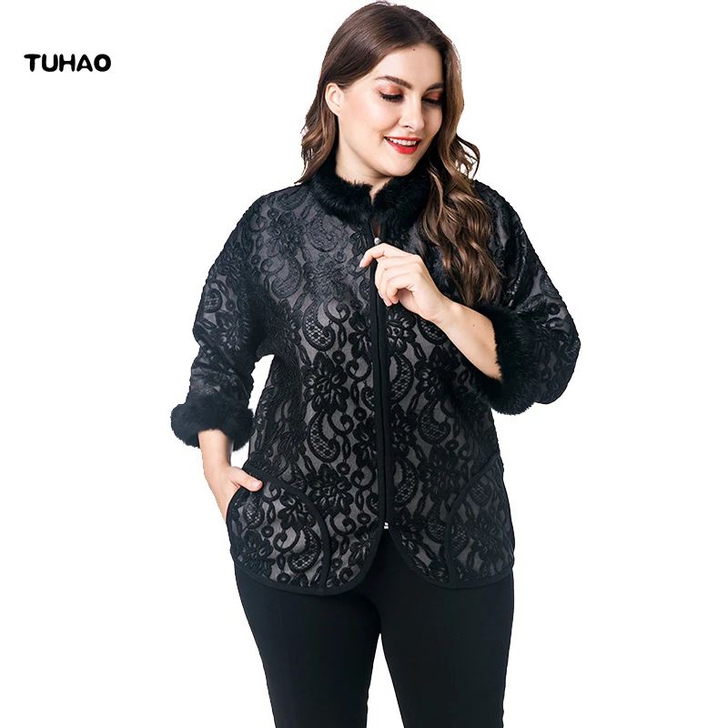 TUHAO Plus Size 7XL 6XL Women's Faux Fur Coats Office Lady Elegant Good Quality Jackets Vintage Mother Bat Sleeve Fur Coats ZPZ