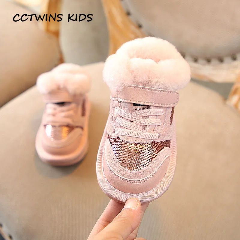 CCTWINS KIDS 2018 Winter Toddler Glitter Warm Shoe Children Fashion Pu Leather Ankle Boot Baby Girl Brand Snow Boot  CS1601
