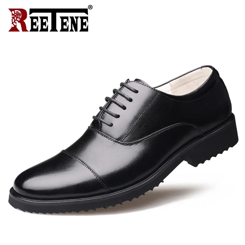 

REETENE Men Dress Shoes Fashion Retro Lace Up Dress Shoes Men High Quality Leather Office Men Shoes Footwear Oxford Flats 38-48
