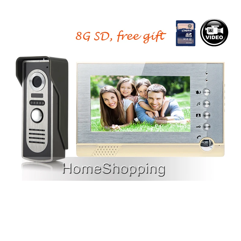 FREE SHIPPING 7 Color Screen Video Intercom font b Door b font Phone System 1 Recording