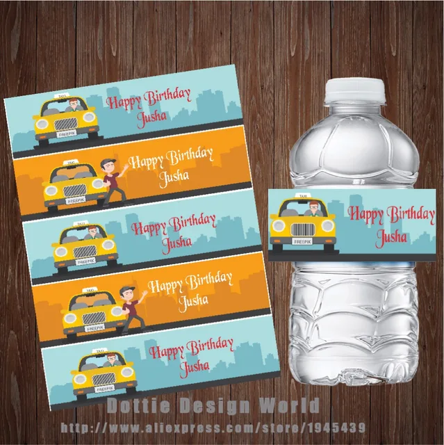 20 Pcs Lot Taxi Water Bottle Label Custom Candy Bar Wrapper Baby