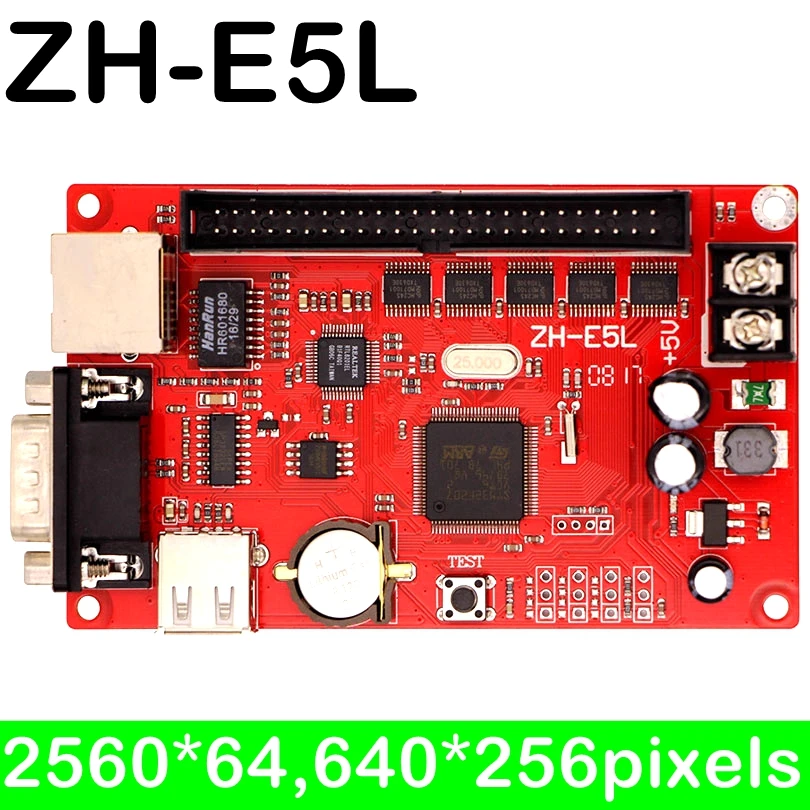 

ZH-E5L Network/USB/serial communication led control card max 1280*128 pixels P10,p13.33,f3.75,P16 led lintel sign drive board