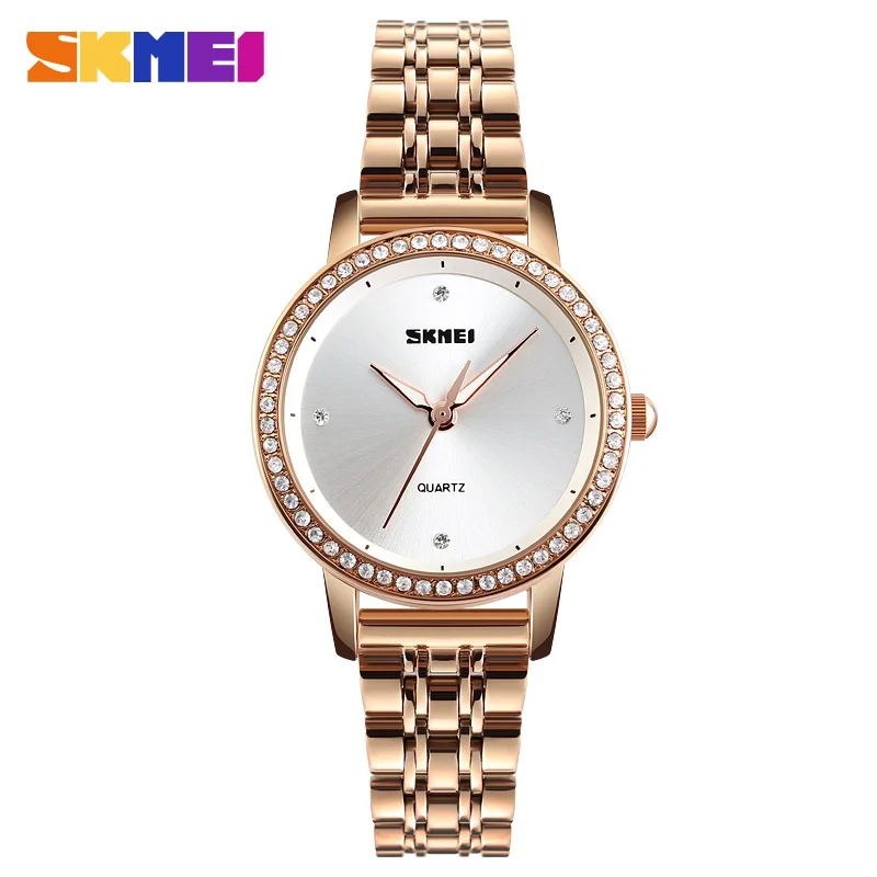 

SKMEI Luxury Rhinestone Ladies Watch Stainless Steel Fashion Casual Quartz Wristwatch Women Wristwatches Relogio Feminino 1311
