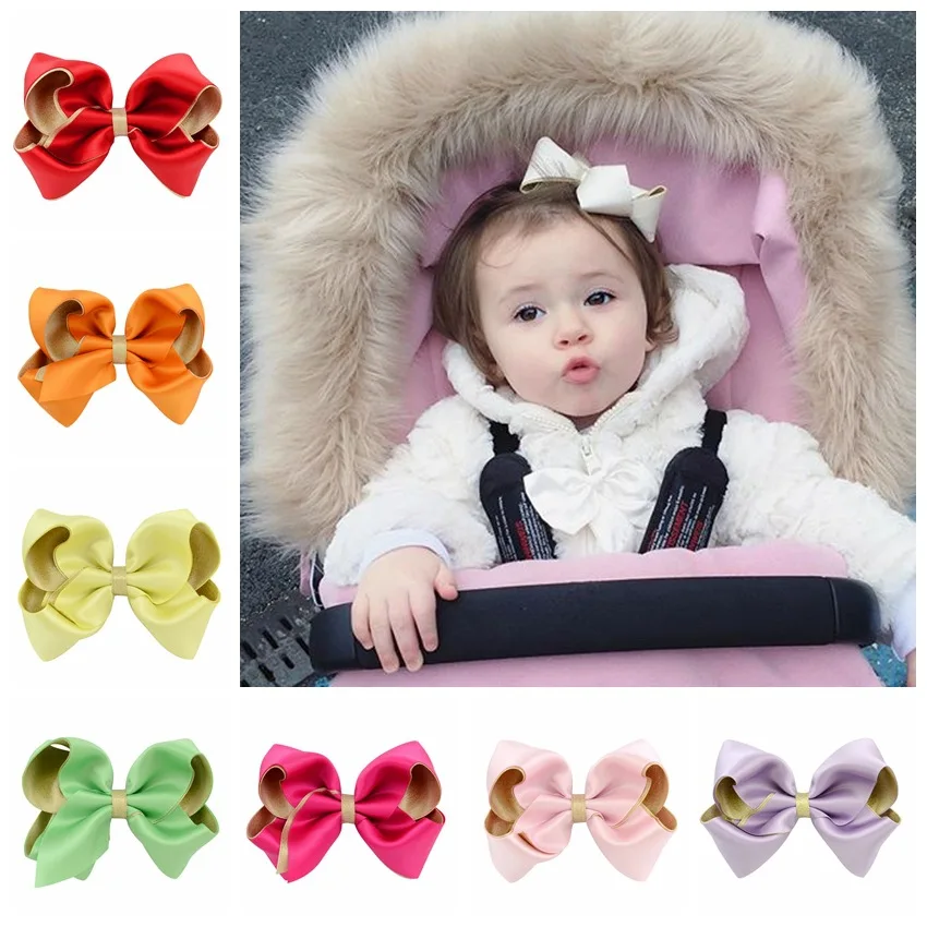 

3.5 Inch Newborn Girls Glitter Hair Bows Grosgrain Ribbon Hair Clips Headwear Bowknot Hair Accessories