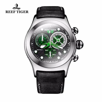 

Reef Tiger Skeleton Sport Watches for Men Luminous Green Watches Date Military Automatic Watches RGA782