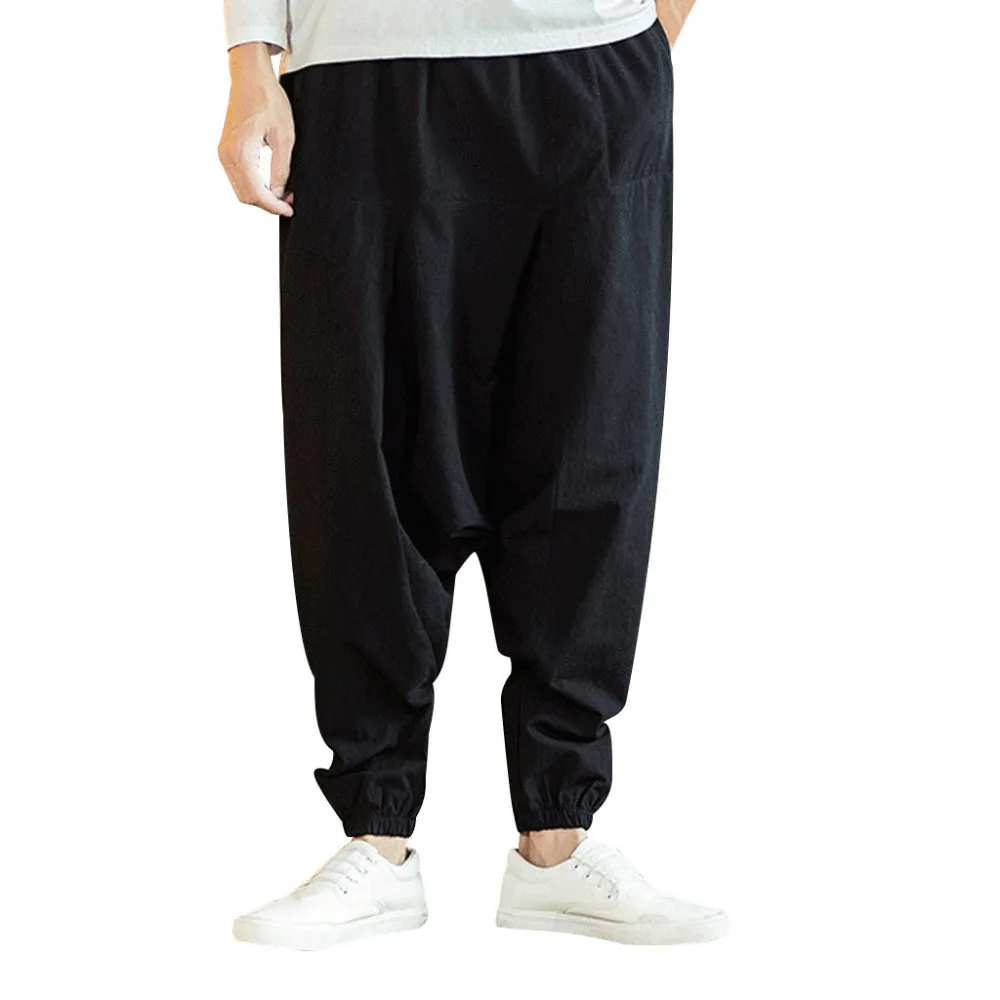 2019 men's casual fashion harem pants loose solid color hip hop style cotton trousers jogging pants outdoor sports pants  4 (6)