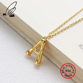 

Initial Letter A Pendant Necklace 925 Sterling Silver Gold Jewelry Personalized Statement Big Letter Charm For Women Men Kolye