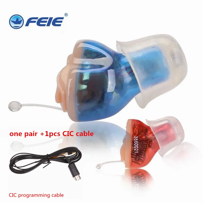 one pair and 1 cable Невидимое ухо InstantFit CIC цифровой слуховой усилитель мягкий силиконовый глухих слуховой аппарат программируемый S-12A - Цвет: one pair and 1 cable