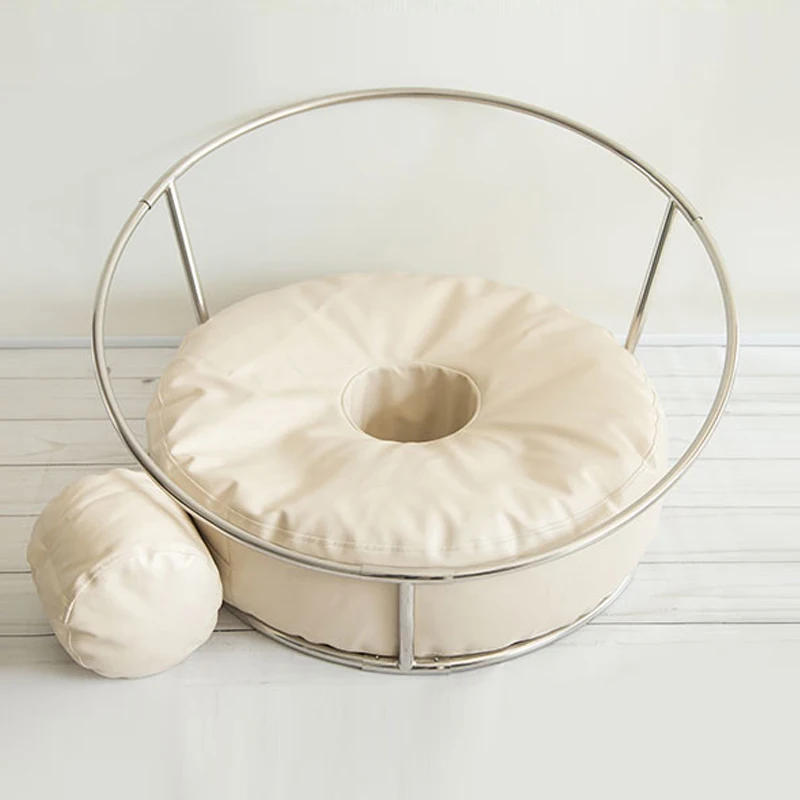 Newborn Photography Props Baby Flokati Photo Shoot Accessories Basket For Studio 85CM Big Size Bean Bag+ Nest Round Shelf