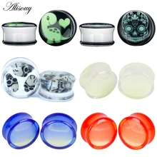 Alisouy 1 шт., винтажный Эспандер для ушей, прозрачный акриловый, светится в темноте, жидкий, телесный, тоннель, Ушная пробка, носилки, пирсинг, ювелирные изделия для тела