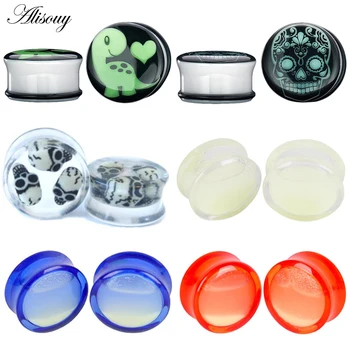 

Alisouy 1pc Vintage Ear Expander Clear Acrylic Glow in the Dark Liquid Flesh Tunnel Ear Plug Stretcher Piercing Body Jewelry