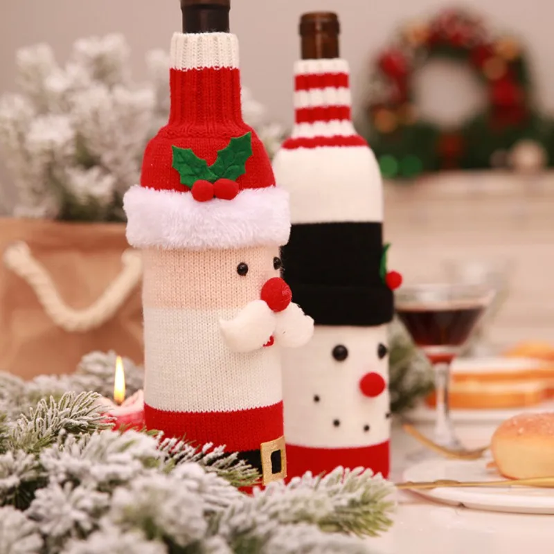 Weater красные чехлы для винных бутылок сумки одежда со шляпами крышка для бутылки Рождество Санта Клаус Рождество Вечеринка год украшения