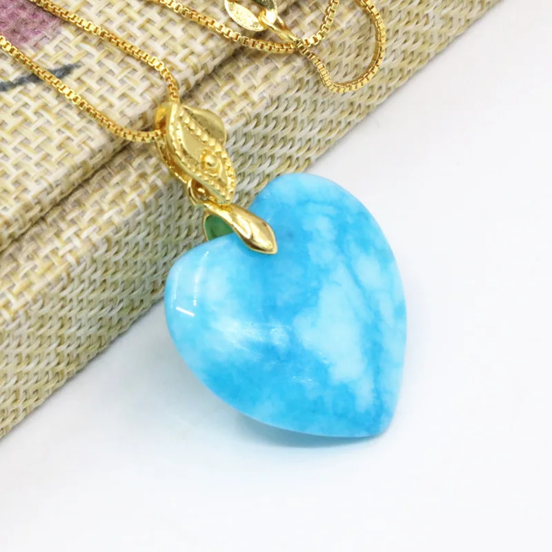Женское колье из халцедона с подвеской 25 мм|pendant stainless|heart shape pendantnatural stone heart pendant |