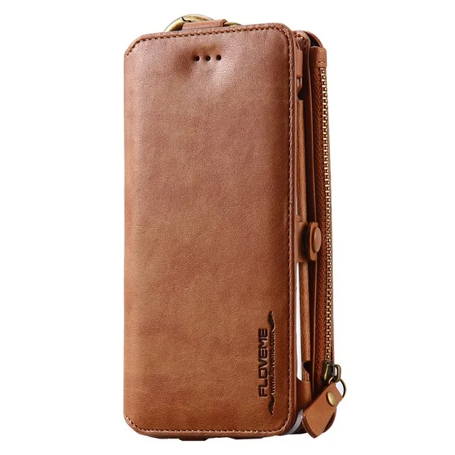Brown Роскошный чехол-портмоне Cash Metal Ring Coque Card Wallet защитный чехол для iPhone 6s 6X8 iPhone 6s iPhone 6 s 7 8 Plus XS MAX XR - Цвет: Brown