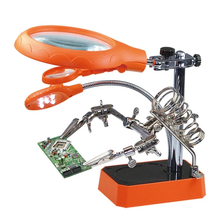 

TE-800 2.5X 7.5X 10X Precision Electronic Components Maintenance Assistant Magnifier with 5 Led Light Adjustable Clamp