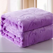 Top Qualité Pourpre Épais Chaud En Relief Couverture Corail Solide Polaire Fleur Couvertures Jeter sur le Lit/canapé/voiture 200×230 cm Livraison Gratuite