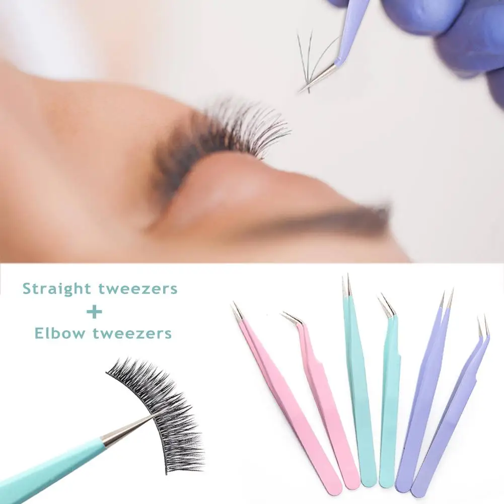 

2 Piece Set Antistatic Tweezers Grafting Eyelash Special Tweezers Eyelash Extension Stainless Steel Beauty Makeup Tool