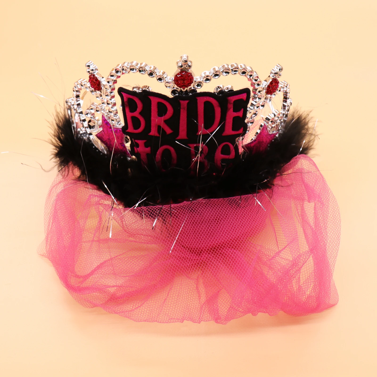 Rosa Gallina Noche Novia a ser Tiara Hen party Tiara Con Velo Noche De Chicas