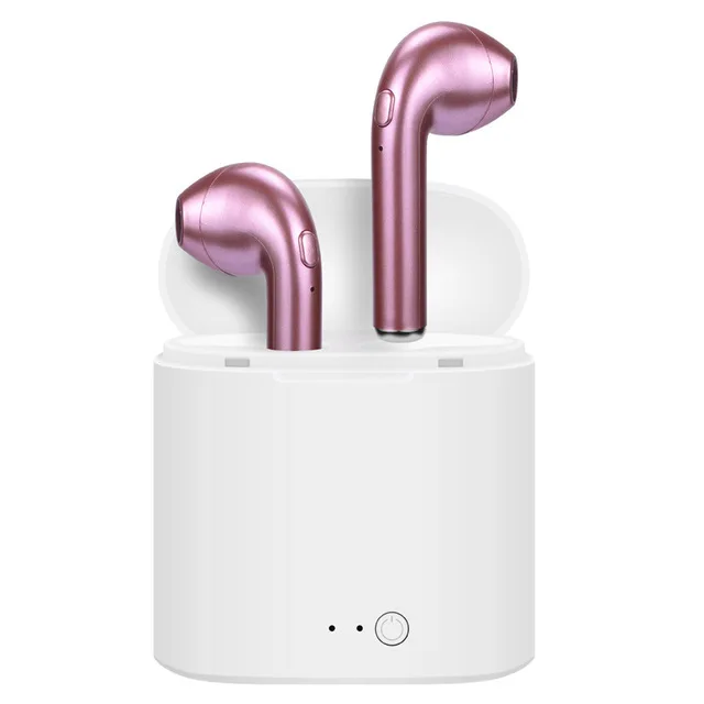 I7S TWS Bluetooth наушники Близнецы наушники микрофон в Уши Беспроводные наушники с зарядной коробкой гарнитура для Iphone X samsung S8 S9 Note - Цвет: Twins Charging Rose