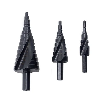 

3pcs/lots HSS Titanium Coated Spiral Grooved Step Drill Bits Set Cone Drill Hole Cutter Bit Set Stepped drill 4-12 4-20 4-32 mm