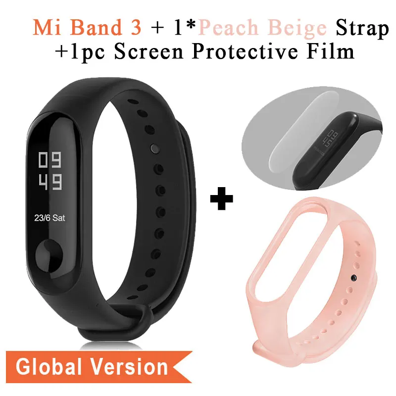 Xiaomi mi браслет 3 глобальная версия здоровье браслет mi Band 3 Смарт-Браслет фитнес-браслет отслеживание активности умный Браслет - Цвет: plus Peach Beige