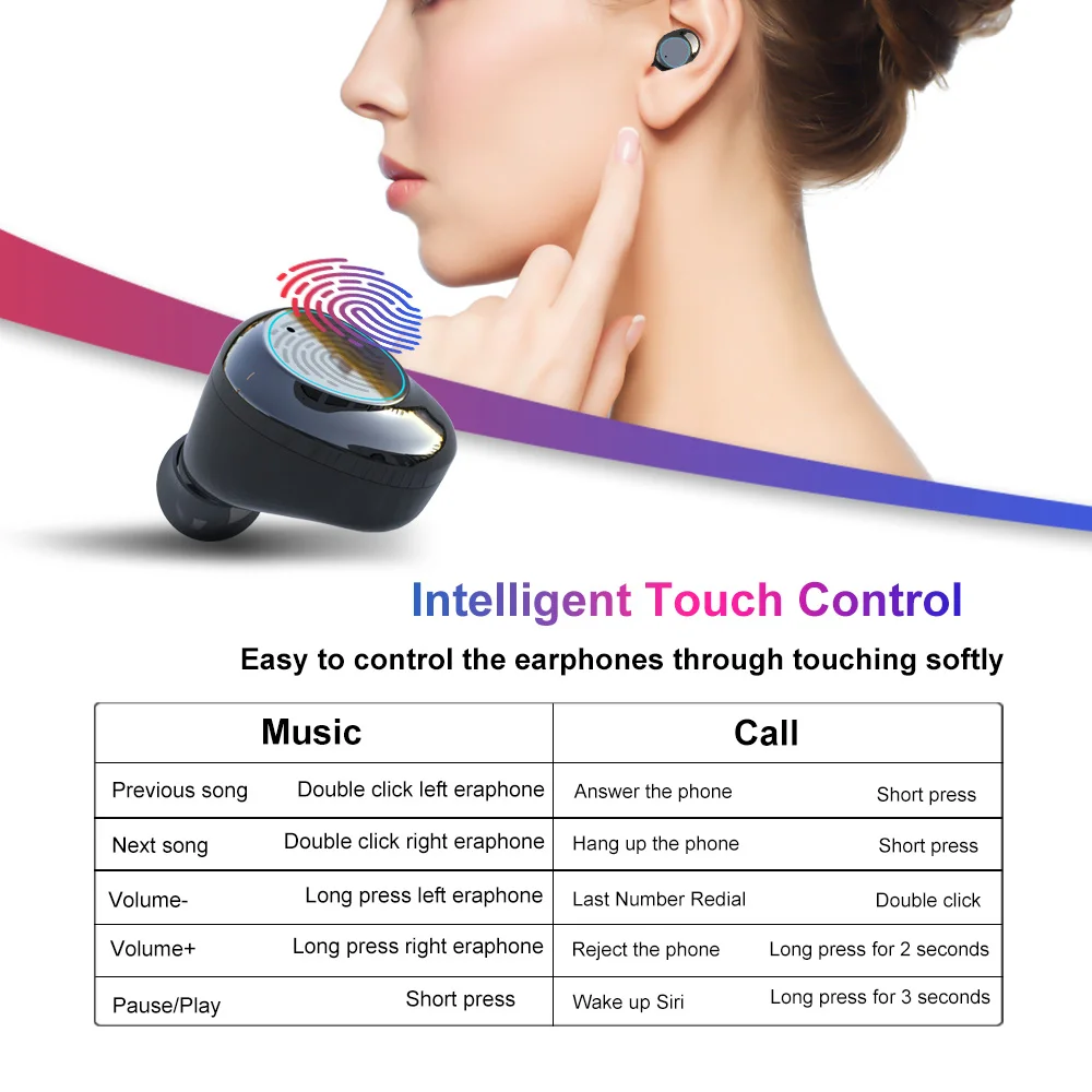 TWS Bluetooth 5 0 наушники Настоящие беспроводные Водонепроницаемые спортивные с