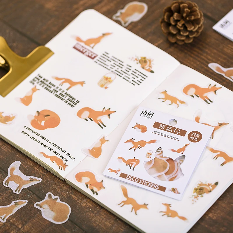 40Pcs box Meng font b pet b font series Mini Decoration Paper Sticker DIY Scrapbook Notebook