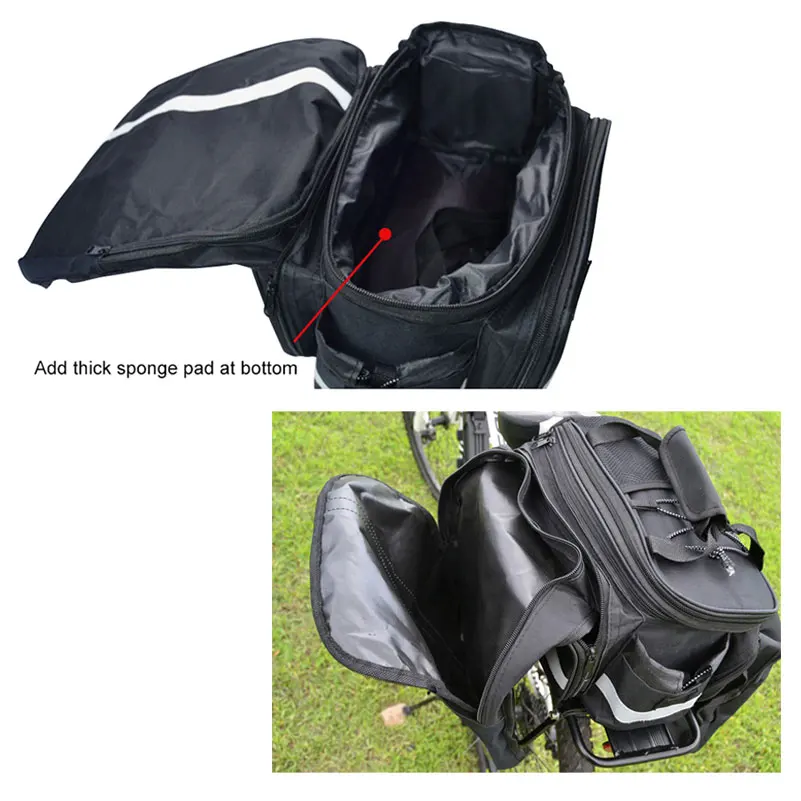 Top WEST BIKING Cycling Rear Rack Bag 10-25L Volume Waterproof Riding Bicycle Rear Rack Storage Luggage Bags Reflective MTB Bike Bag 4