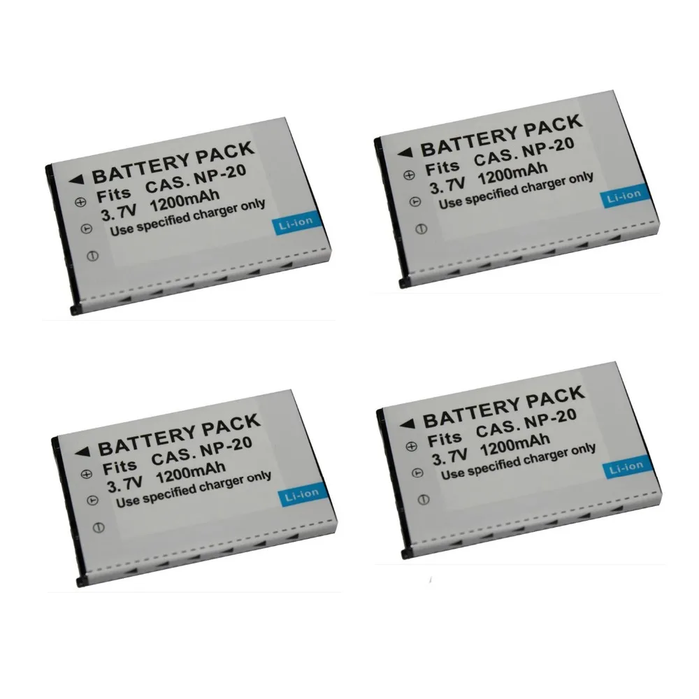 4 Pcs 1200mAh NP 20 NP20 NP 20 3.7V Li ion Camera Battery For CASIO EX ...