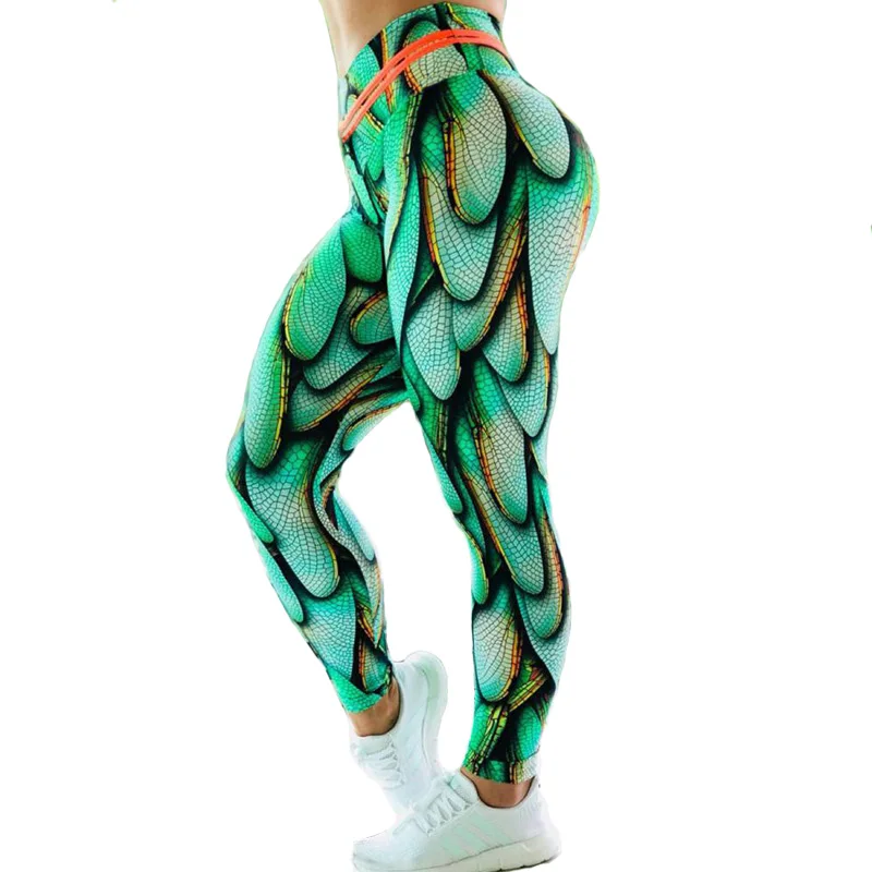 

2019 Prints Leggings Women Fitness High Waist Push Up Leggings Sport Pants Workout Leggins Slim Pencil Pants