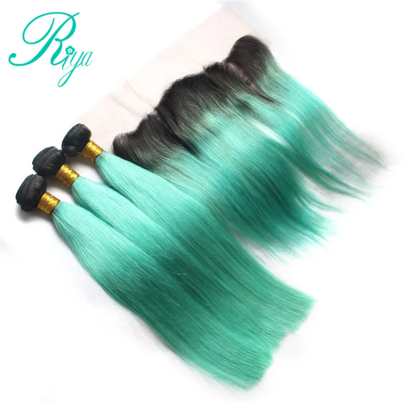 1b light green bundles with lace frontal closure (2)