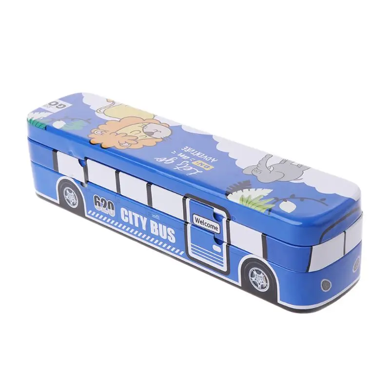 Творческий мультфильм моделирование автобусов Ручка Карандаш Чехол большой емкости двухслойные коробка школьные принадлежности студенческие подарки