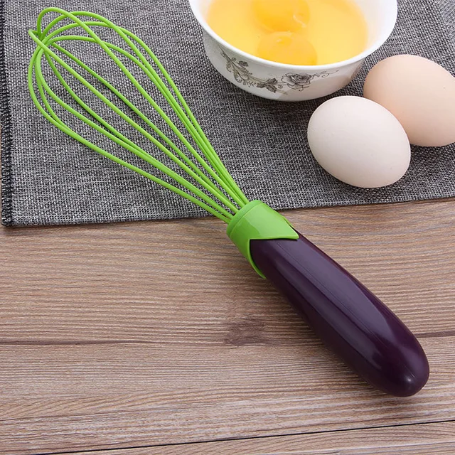 11 inch Hand Silicone Creative Corn Eggplant Handle Egg Beater Hand cranked Egg Blender Baking