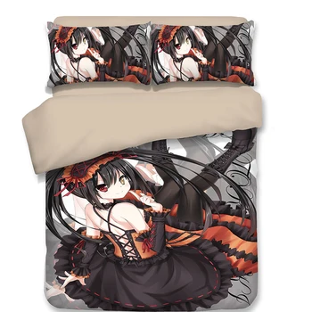 

Sense of design Cartoon Bed Set Tokisaki Kurumi Japanese Anime duvet cover Bedding Sets Bedcover Quilt Cover Pillow Case 3PCS