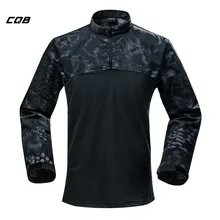 CQB Мужская армейская рубашка камуфляжная Лоскутная походная охотничья рубашка с длинными рукавами тактическая футболка одежда для рыбалки