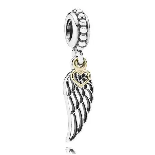 

Authentic 925 Sterling Silver Bead Charm Gold Love Heart & Guidance Angel Pendant Beads Fit Pandora Bracelet & Necklace Jewelry