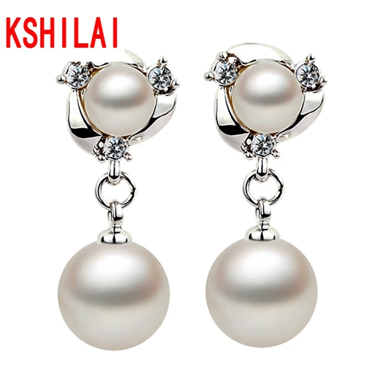 Silver plated high imitation pearl earrings ladies fashion high quality