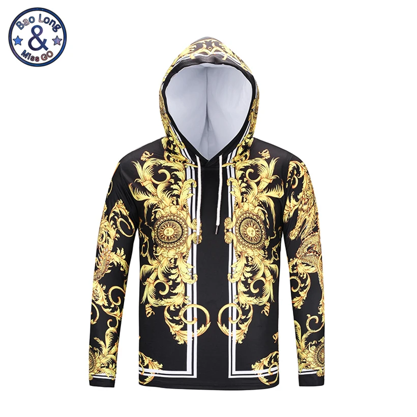 

Mr.BaoLong Brand men Golden Dragon pattern 3D printed t-shirt for men hooded long sleeve t-shirt LCT2