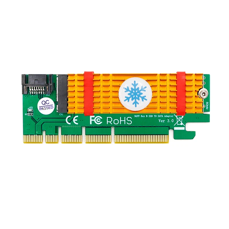 PCI Express M.2 NGFF ssd-адаптер Райзер SATA подключения по шине CAN M2 SSD B Ключ PCIE слот радиатора SATA кабель для 2230-2280 Размеры m.2 полной скорости
