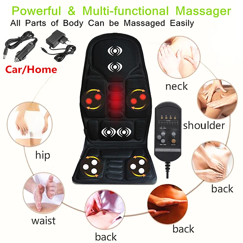 

Car Massage Cushion Electric Multi-function Back Heating High Quality Nylon Car Massage Seat Waist Neck Relaxation Massage Tools