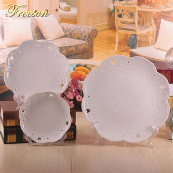 

Concise White Emboss Ceramic Plates Cake Dishes Dinner Porcelain Plate Pastry Fruit Dish Steak Tray Tableware Dinnerware
