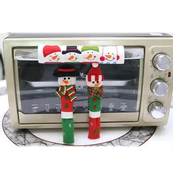 

3 PCS Christmas Refrigerator Door Handle Covers Microwave Oven Dishwasher Anti-static Gloves Door Handle Cloth Protector