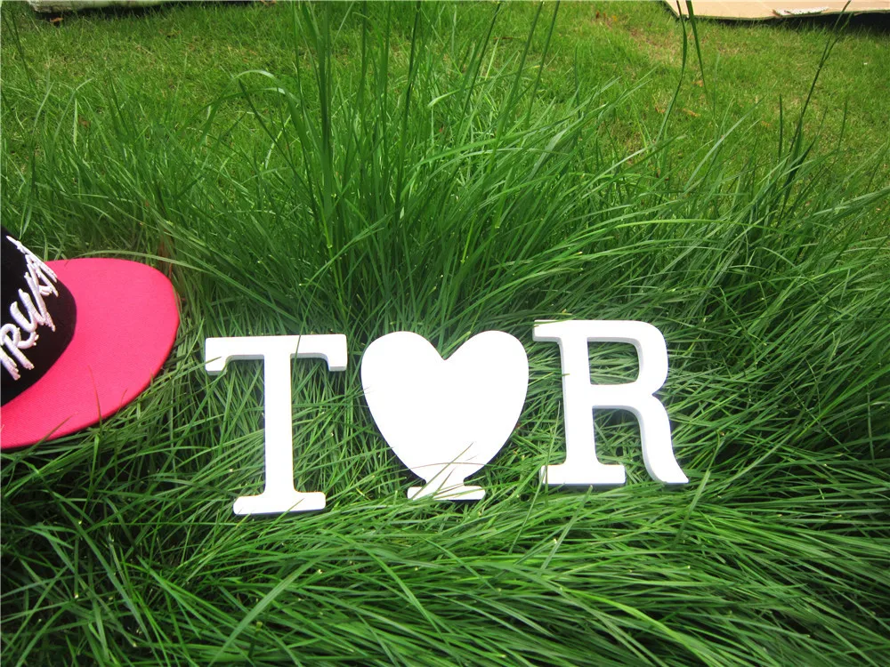 Wedding Decorations wedding Artificial Wood  Letters Alphabet White 8 cm  decoration romantic mariage Birthday Party Decoration