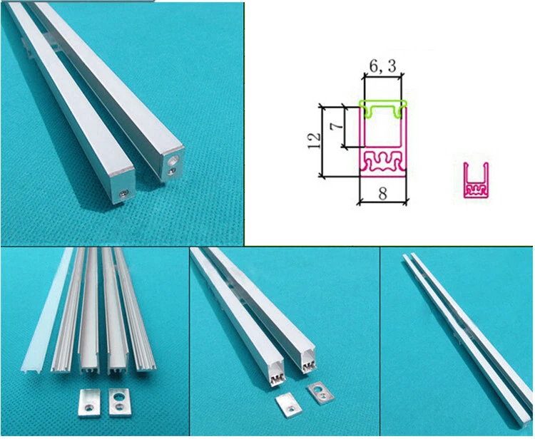 10 шт./лот 40 дюймов 1 м канал для светодиодной полосы, ультра тонкий 8 мм широкий светодиодный алюминиевый профиль матовый для гардероба, трещина скрытая