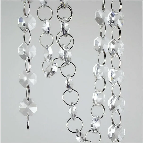 30m Filo Strass per Decorazioni Ghirlanda Perline di Cristallo Trasparente Perline Acrilico Strass Fai da Te per Tenda Perline Catena di Perle Decorative per Martimonio Natale Feste
