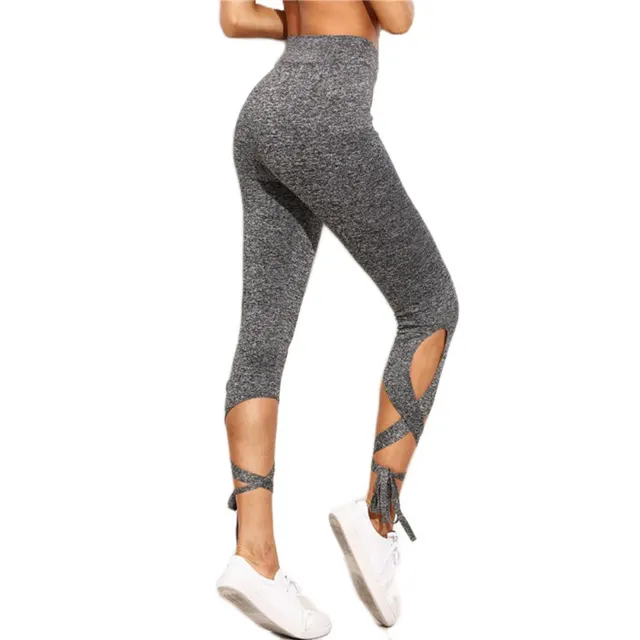 Women Yoga Trousers Sport Tights Running Pants Ladies Grey