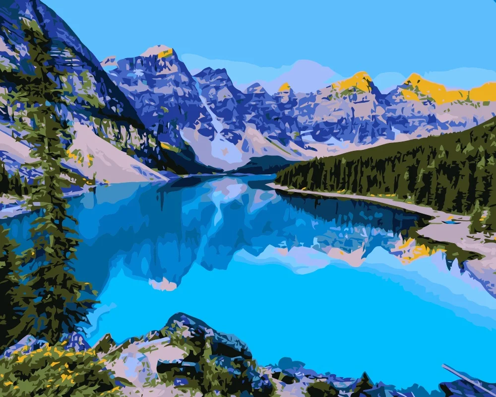 Mahuaf i044 paisaje del lago y las montañas para colorear by números