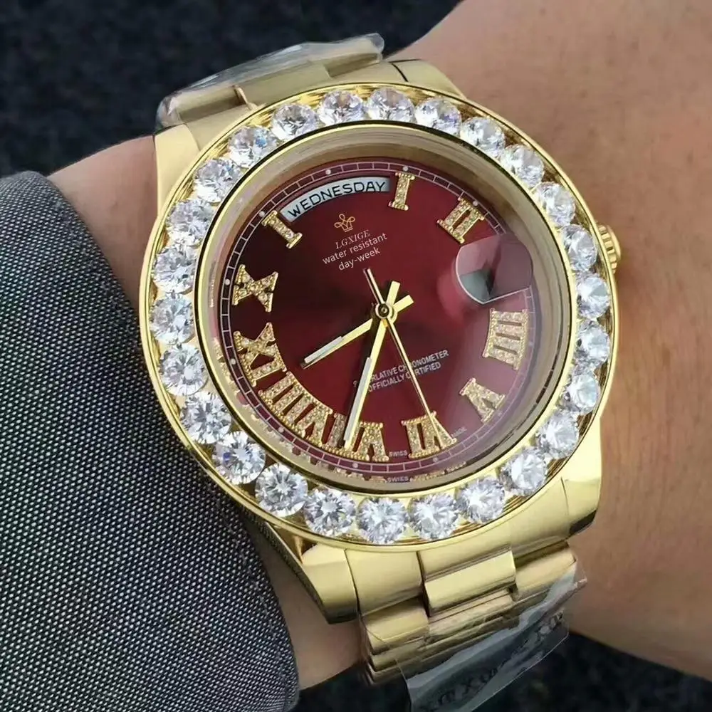 Новинка 2019 роскошные брендовые золотые часы мужские наручные из нержавеющей