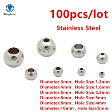 100 шт./лот 3/4/5/6/8/10 мм Серебряный Нержавеющая сталь разделительные бусины с большими отверстиями, кулоны А-1,2-5 мм подходит для браслеты с подвесками Браслеты ювелирных изделий