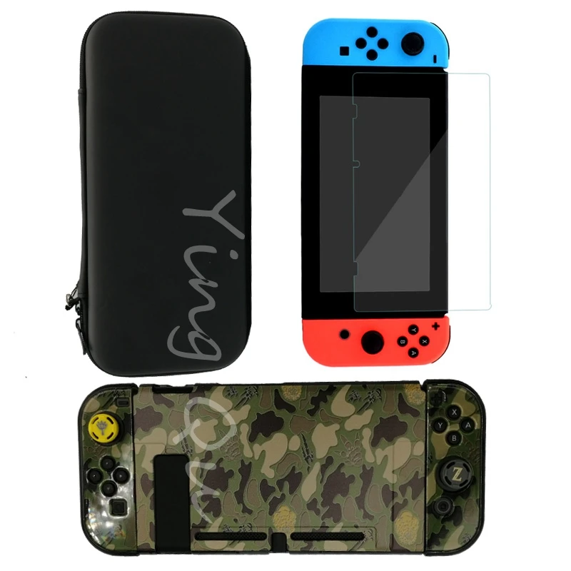 Новинка, сумка для хранения для переноски пульта Nintendo Switch NS NX+ чехол в виде ракушки+ защита экрана из закаленного стекла+ 2 крышки